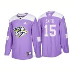 Camiseta Hockey Hombre Autentico Nashville Predators 15 Craig Smith Hockey Fights Cancer 2018 Violeta