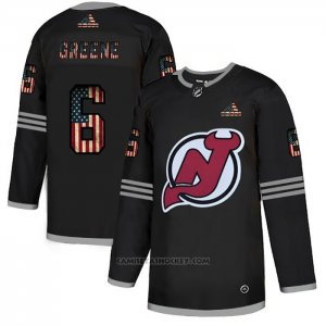 Camiseta Hockey New Jersey Devils Andy Greene 2020 USA Flag Negro