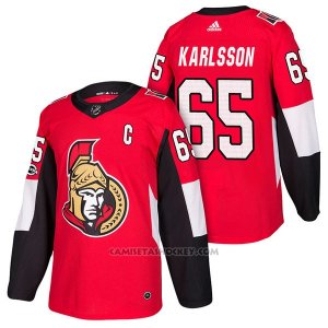Camiseta Hockey Hombre Autentico Ottawa Senators 65 Erik Karlsson Home 2018 Rojo