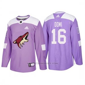 Camiseta Arizona Coyotes Max Domi Hockey Fights Cancer Violeta