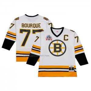 Camiseta Hockey Boston Bruins Ray Bourque Mitchell & Ness Captain Patch 1989-90 Blue Line Blanco