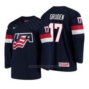 Camiseta USA Team Jonathan Gruden 2018 Iihf World Championship Jugador Azul