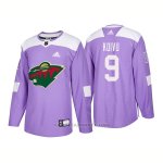 Camiseta Hockey Hombre Autentico Minnesota Wild 9 Mikko Koivu Hockey Fights Cancer 2018 Violeta