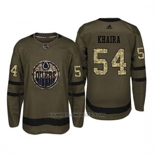 Camiseta Edmonton Oilers 54 Jujhar Khaira Camo Salute To Service