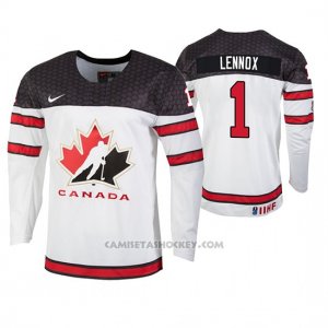 Camiseta Hockey Canada Tristan Lennox 2019 Hlinka Gretzky Cup Blanco