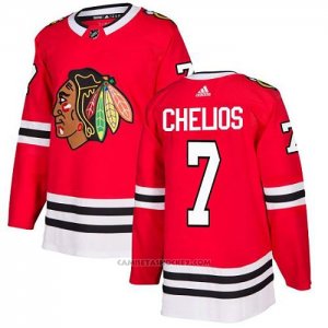 Camiseta Hockey Chicago Blackhawks 7 Chris Chelios Primera Autentico Rojo