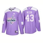 Camiseta Hockey Hombre Autentico Washington Capitals 43 Tom Wilson Hockey Fights Cancer 2018 Violeta