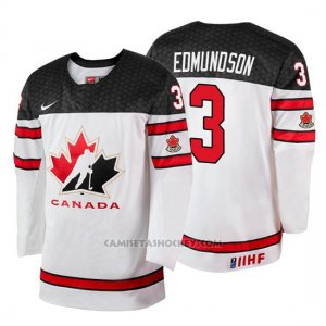 Camiseta Canada Team Joel Edmundson 2018 Iihf World Championship Jugador Blanco