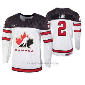 Camiseta Hockey Canada Kevin Bahl 2020 IIHF World Junior Championship Blanco
