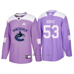 Camiseta Vancouver Canucks Bo Horvat Hockey Fights Cancer Violeta