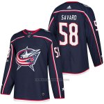 Camiseta Hockey Hombre Autentico Columbus Blue Jackets 58 David Savard Home 2018 Azul