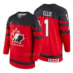 Camiseta Canada Team Colten Ellis 2018 Iihf World Championship Jugador Rojo