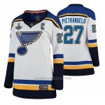 Camiseta Hockey Mujer St. Louis Blues Alex Pietrangelo 2019 Stanley Cup Campeones Segunda Blanco