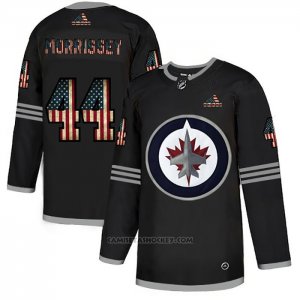 Camiseta Hockey Winnipeg Jets Josh Morrissey 2020 USA Flag Negro