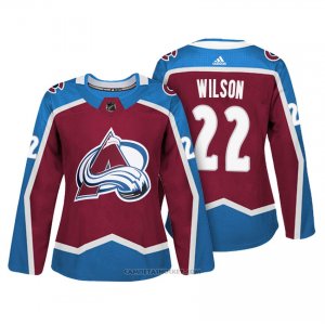 Camiseta Hockey Mujer Colorado Avalanche 22 Colin Wilson Maroon Autentico Jugador