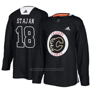 Camiseta Calgary Flames Matt Stajan New Season Practice Negro