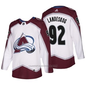 Camiseta Hockey Hombre Colorado Avalanche 92 Gabriel Landeskog 2018 Blanco