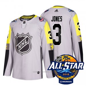 Camiseta Hockey Hombre Columbus Blue Jackets 3 Seth Jones Gris 2018 All Star Autentico