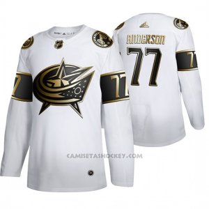 Camiseta Hockey Columbus Blue Jackets Josh Anderson Golden Edition Autentico Blanco