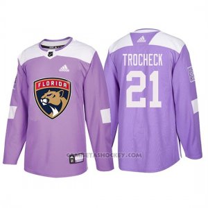 Camiseta Florida Panthers Vincent Trocheck Hockey Fights Cancer Violeta