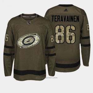 Camiseta Hockey Hombre Carolina Hurricanes 86 Teuvo Teravainen Verde Salute To Service