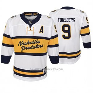 Camiseta Hockey Nino Nashville Predators Filip Forsberg Replica Jugador 2020 Winter Classic Blanco