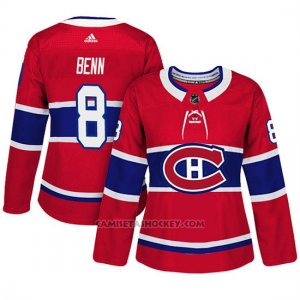 Camiseta Mujer Montreal Canadiens 8 Jordie Benn Adizero Jugador Home Rojo