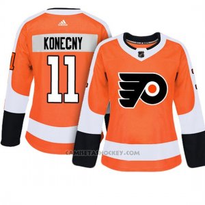 Camiseta Mujer Flyers 11 Travis Konecny Adizero Jugador Home Naranja