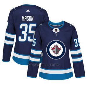Camiseta Mujer Winnipeg Jets 35 Steve Mason Adizero Jugador Home Azul