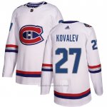 Camiseta Hockey Montreal Canadiens 27 Alexei Kovalev Autentico 2017 100 Classic Blanco