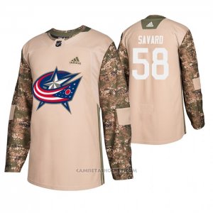 Camiseta Hockey Columbus Blue Jackets David Savard Veterans Day Camuflaje