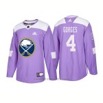 Camiseta Hockey Hombre Autentico Buffalo Sabres 4 Josh Gorges 2018 Hockey Fights Cancer Violeta