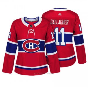 Camiseta Hockey Mujer Montreal Canadiens 11 Brendan Gallagher Rojo Autentico Jugador