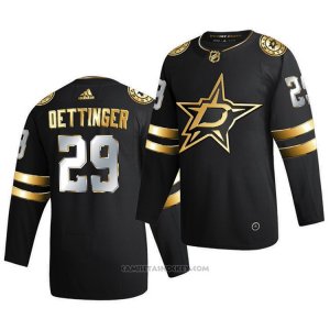Camiseta Hockey Dallas Stars Jake Oettinger Golden Edition Limited Autentico 2020-21 Negro
