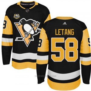 Camiseta Hockey Hombre Pittsburgh Penguins 58 Kris Letang Negro 50 Anniversary Home Premier