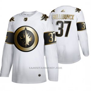 Camiseta Hockey Winnipeg Jets Connor Hellebuyck Golden Edition Limited Blanco