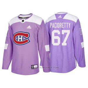 Camiseta Hockey Hombre Autentico Montreal Canadiens 67 Max Pacioretty Hockey Fights Cancer 2018 Violeta