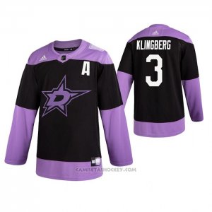 Camiseta Hockey Dallas Stars John Klingberg 2019 Fights Cancer Negro