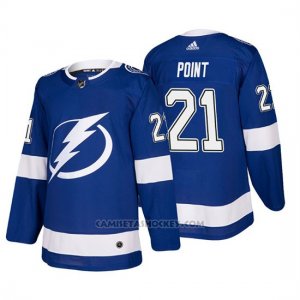 Camiseta Tampa Bay Lightning Brayden Point Home Autentico Jugador Azul