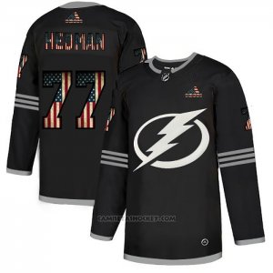 Camiseta Hockey Tampa Bay Lightning Victor Hedman 2020 USA Flag Negro