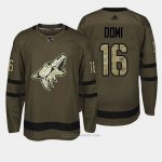 Camiseta Hockey Hombre Arizona Coyotes 16 Arizona Max Domi Verde Salute To Service