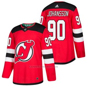 Camiseta Hockey Hombre Autentico New Jersey Devils 90 Marcus Johansson Home 2018 Rojo