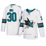 Camiseta San Jose Sharks Aaron Dell Autentico Away Blanco