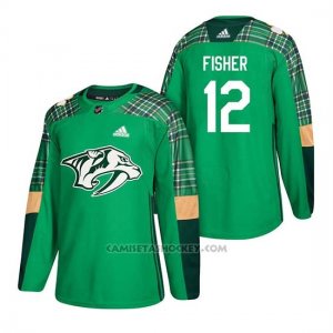 Camiseta Nashville Predators Mike Fisher 2018 St. Patrick's Day Verde