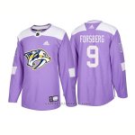 Camiseta Hockey Hombre Autentico Nashville Predators 8 Filip Forsberg Hockey Fights Cancer 2018 Violeta