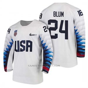 Camiseta USA Team Hockey 2018 Olympic Jonathon Blum 2018 Olympic Blanco