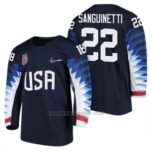 Camiseta USA Team Hockey 2018 Olympic Bobby Sanguinetti 2018 Olympic Azul