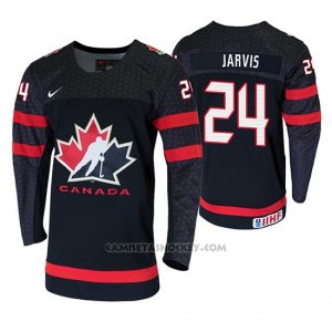 Camiseta Hockey Canada Seth Jarvis 2019 Hlinka Gretzky Cup Negro