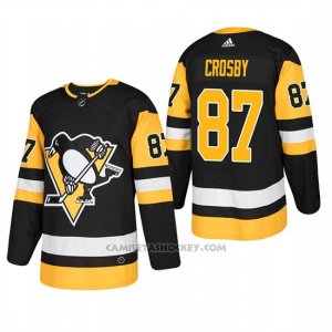 Camiseta Hockey Hombre Pittsburgh Penguins 87 Sidney Crosby Home Autentico Jugador Negro