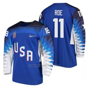 Camiseta USA Team Hockey 2018 Olympic Garrett Roe Blue 2018 Olympic